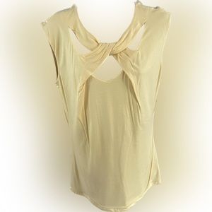 Striking & Sexy Yellow INC Sleeveless Cut-out Shirt Top Blouse Size XL